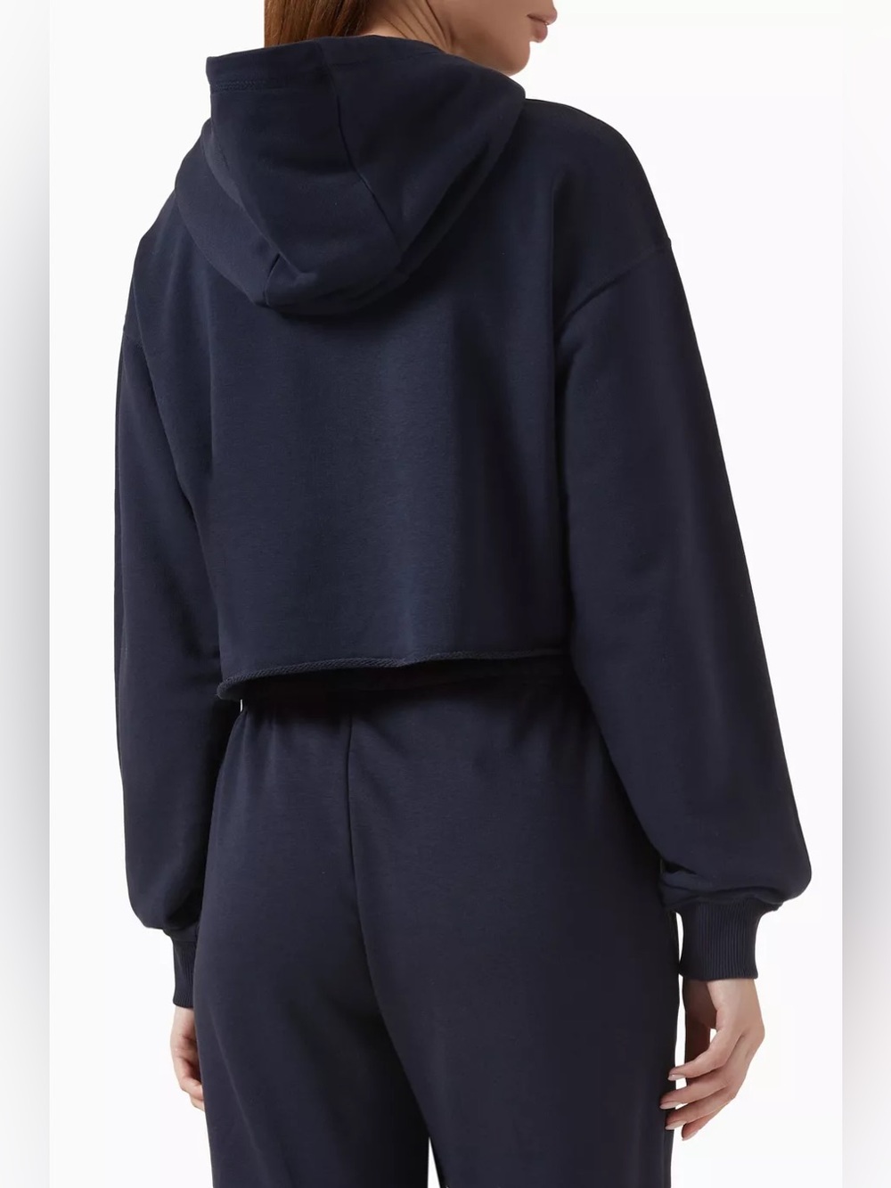Adanola Blue AS Raw-hem Cotton Blend Crop Hoodie - Size L - Picture 2 of 14